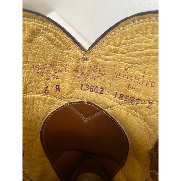 Justin Classic Brown Roper Style 3802 Cowboy Boots Men's Size 6A - Picture 10 of 15